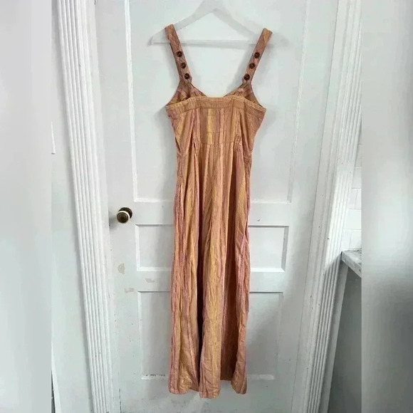 Anthropologie Arlene Linen Jumpsuit in Yellow Motif Size 8 - Picture 6 of 6